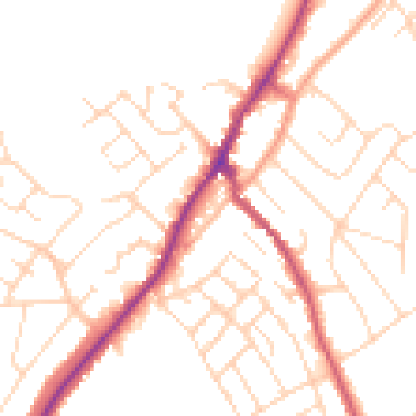 Daytime road noise heatmap for NG20 0AG