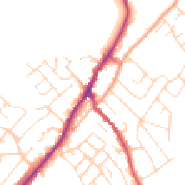 Daytime road noise heatmap for NG20 0AH