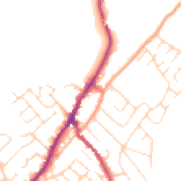 Daytime road noise heatmap for NG20 0AR
