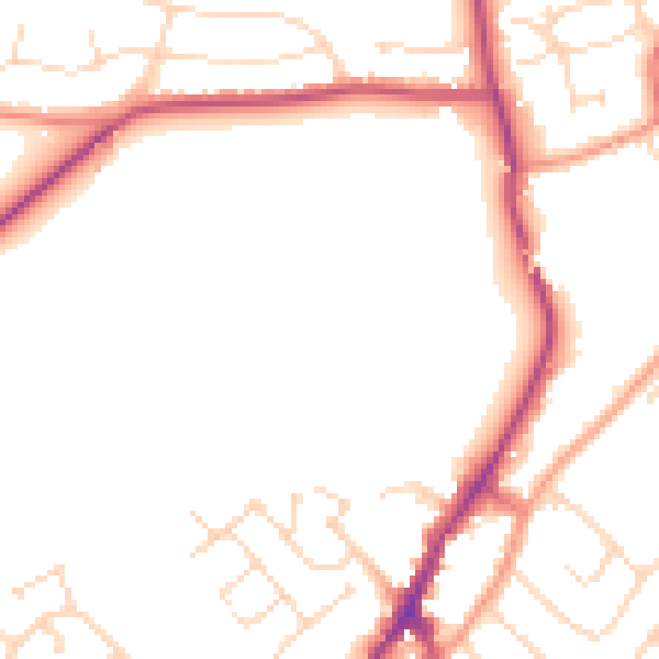 Daytime road noise heatmap for NG20 0AT