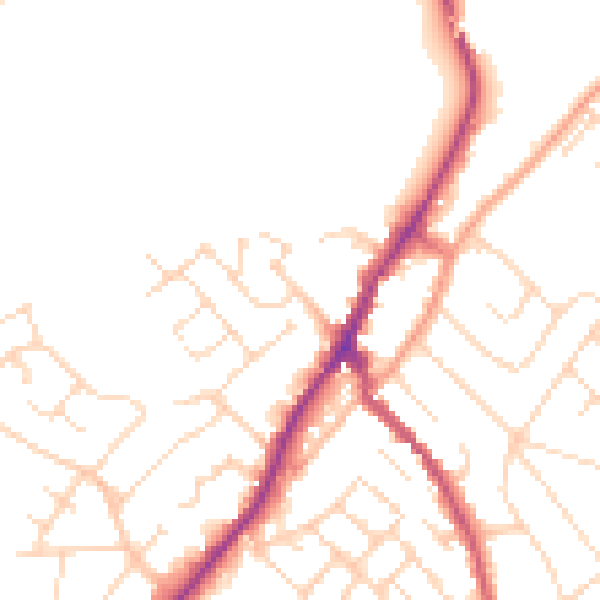 Daytime road noise heatmap for NG20 0AX