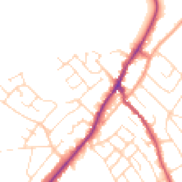 Daytime road noise heatmap for NG20 0BH