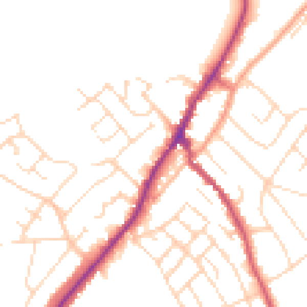 Daytime road noise heatmap for NG20 0BJ