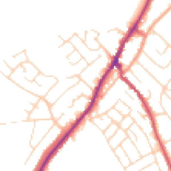Daytime road noise heatmap for NG20 0BN