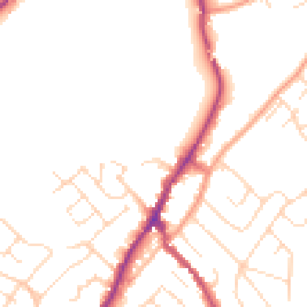 Daytime road noise heatmap for NG20 0BS