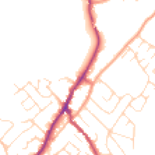 Daytime road noise heatmap for NG20 0BT