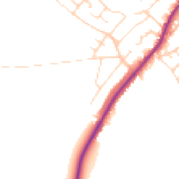 Daytime road noise heatmap for NG20 0BU