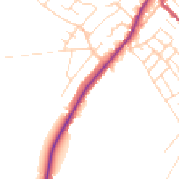 Daytime road noise heatmap for NG20 0DE