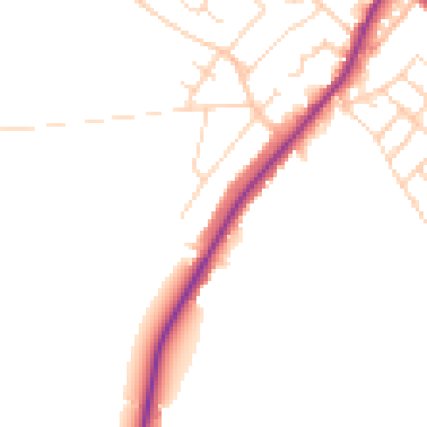 Daytime road noise heatmap for NG20 0DF