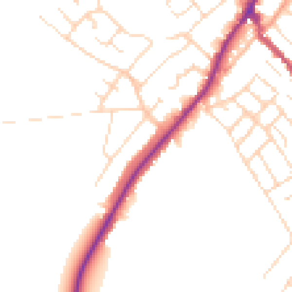 Daytime road noise heatmap for NG20 0DG