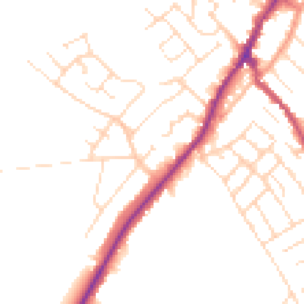 Daytime road noise heatmap for NG20 0DH