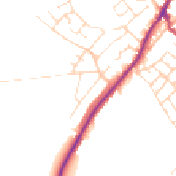 Daytime road noise heatmap for NG20 0DJ