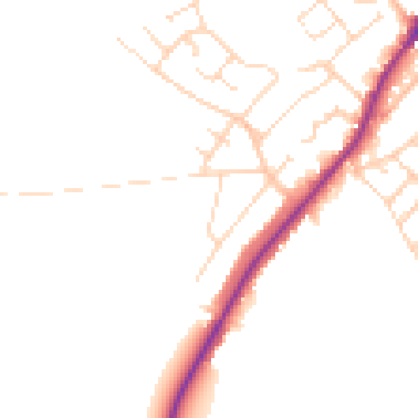 Daytime road noise heatmap for NG20 0DN
