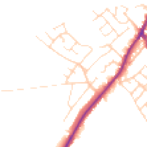 Daytime road noise heatmap for NG20 0DP