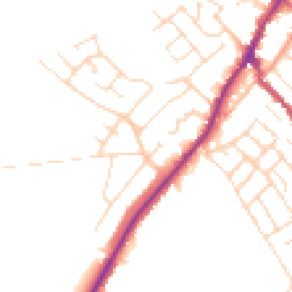 Daytime road noise heatmap for NG20 0DQ