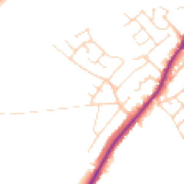 Daytime road noise heatmap for NG20 0DR