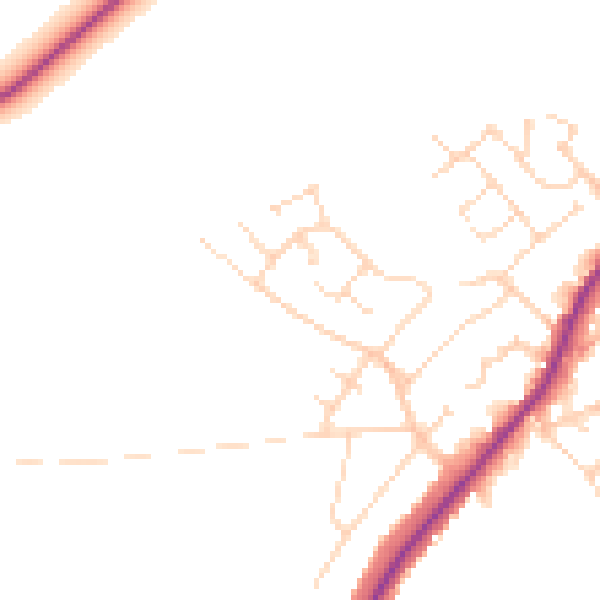 Daytime road noise heatmap for NG20 0DS