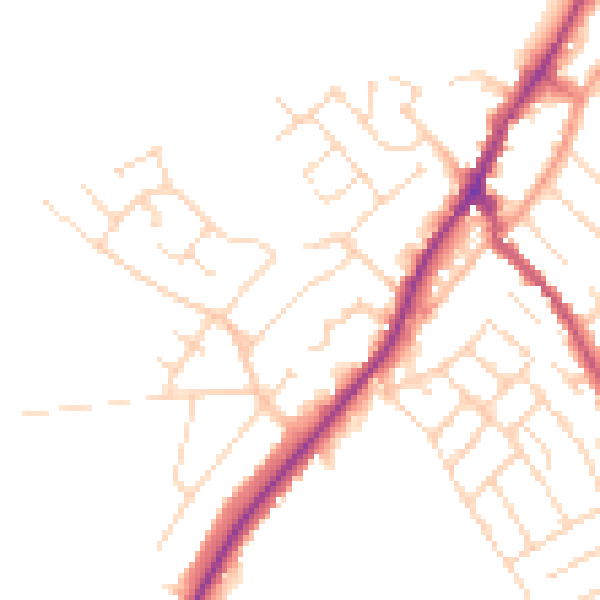 Daytime road noise heatmap for NG20 0DT