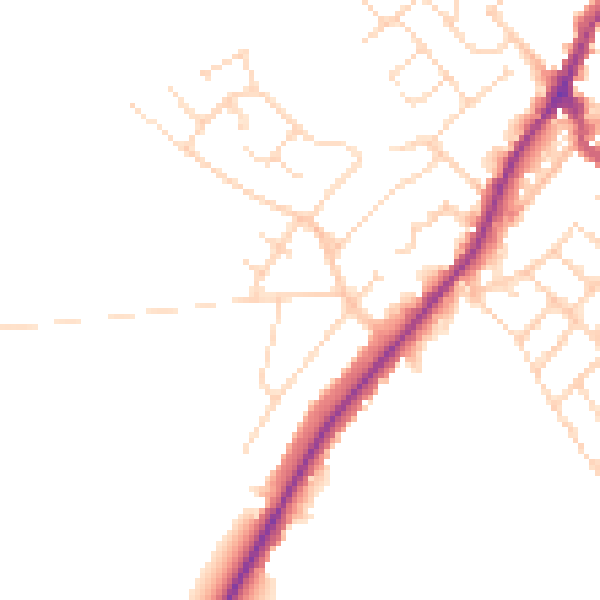 Daytime road noise heatmap for NG20 0DW