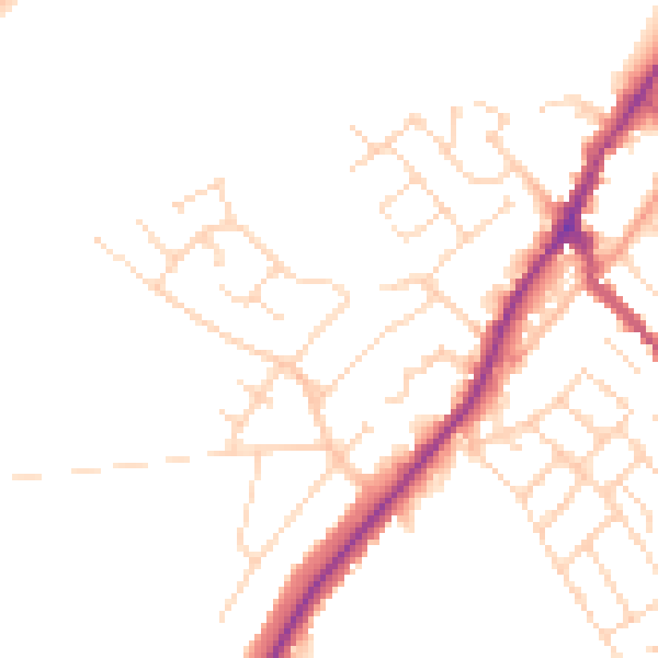 Daytime road noise heatmap for NG20 0DX