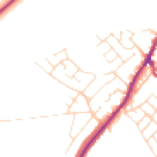 Daytime road noise heatmap for NG20 0DY