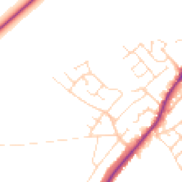 Daytime road noise heatmap for NG20 0DZ
