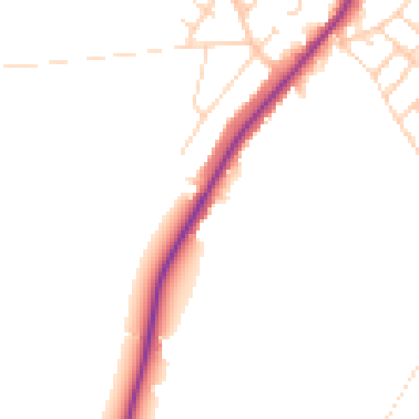 Daytime road noise heatmap for NG20 0EA