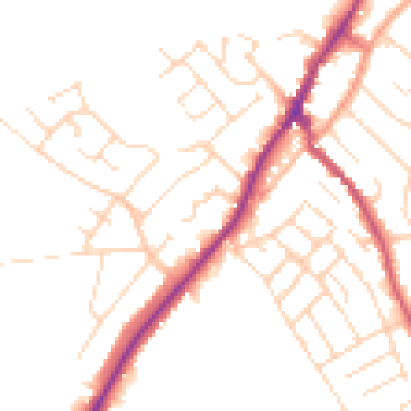 Daytime road noise heatmap for NG20 0EB