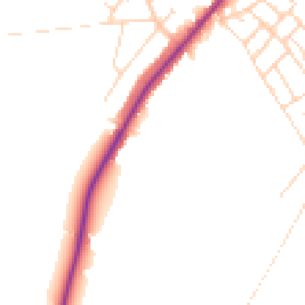 Daytime road noise heatmap for NG20 0ED