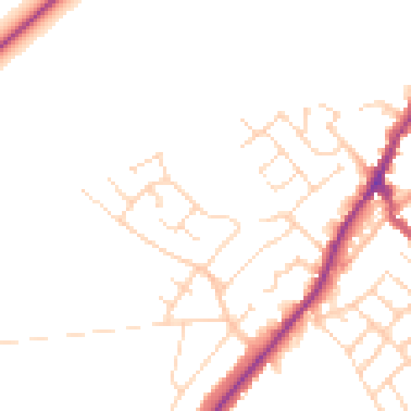 Daytime road noise heatmap for NG20 0EX