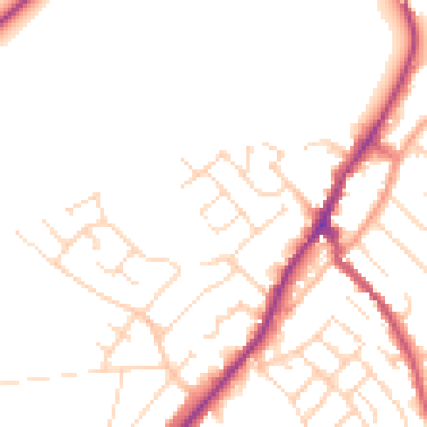 Daytime road noise heatmap for NG20 0FP