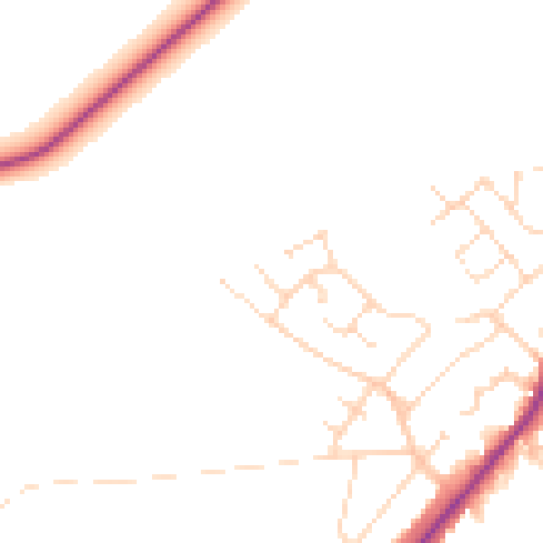 Daytime road noise heatmap for NG20 0JH