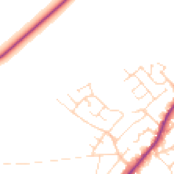 Daytime road noise heatmap for NG20 0JJ