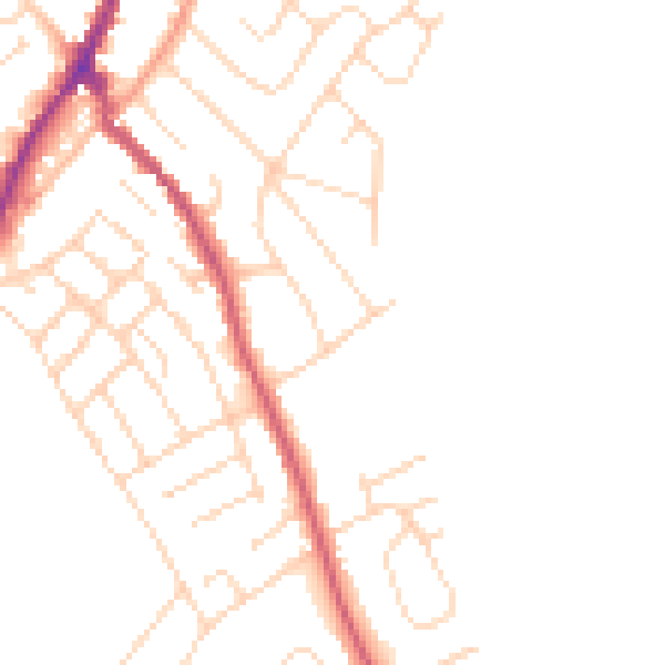 Daytime road noise heatmap for NG20 0LA