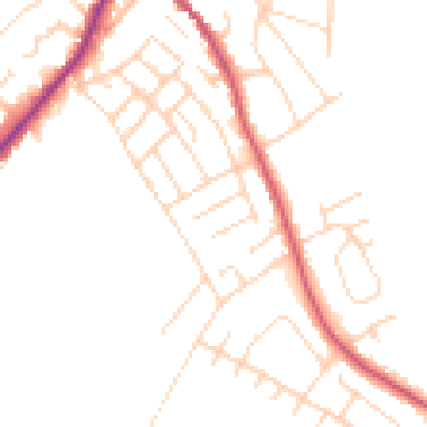 Daytime road noise heatmap for NG20 0LF
