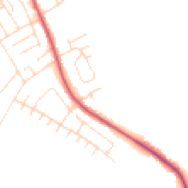 Daytime road noise heatmap for NG20 0LL