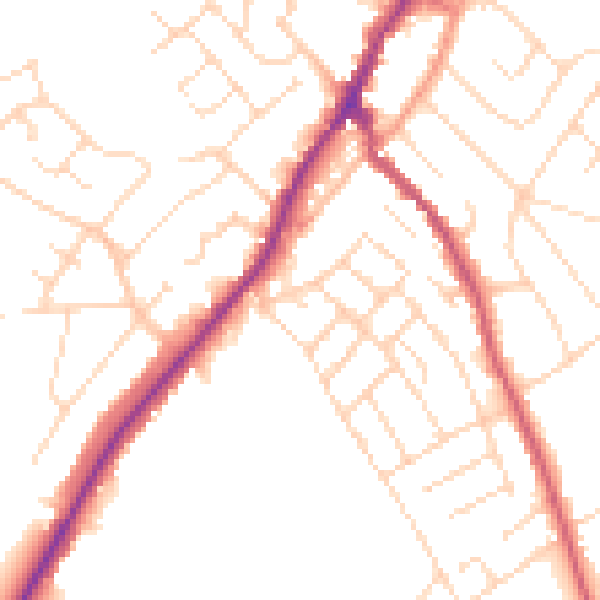 Daytime road noise heatmap for NG20 0LP