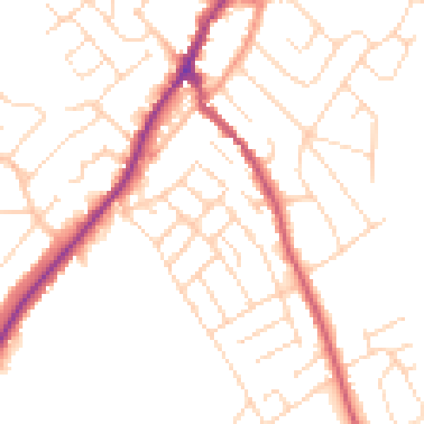 Daytime road noise heatmap for NG20 0NG