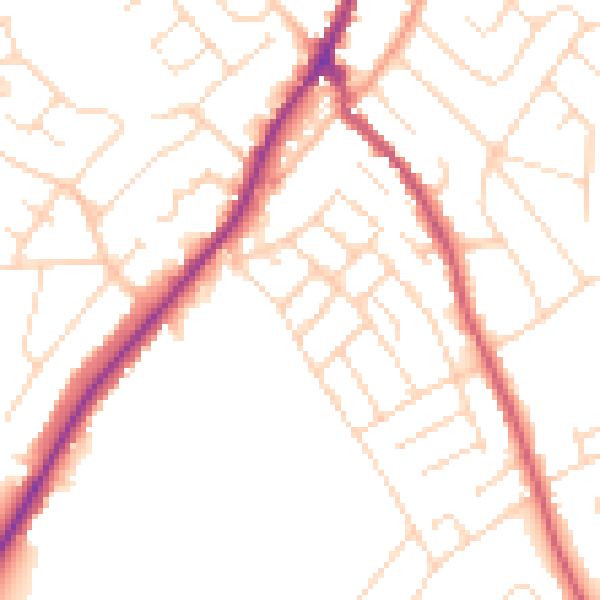 Daytime road noise heatmap for NG20 0NH