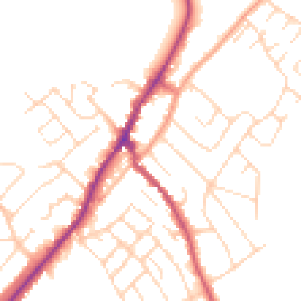Daytime road noise heatmap for NG20 0PB