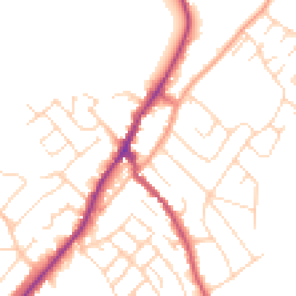 Daytime road noise heatmap for NG20 0PD