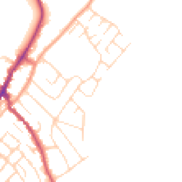 Daytime road noise heatmap for NG20 0PR