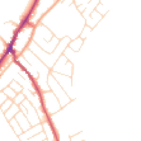 Daytime road noise heatmap for NG20 0PT