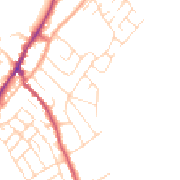 Daytime road noise heatmap for NG20 0PU