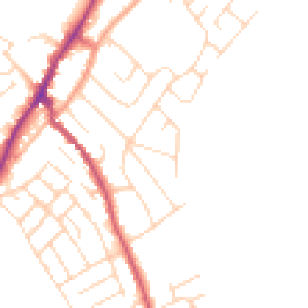 Daytime road noise heatmap for NG20 0PX