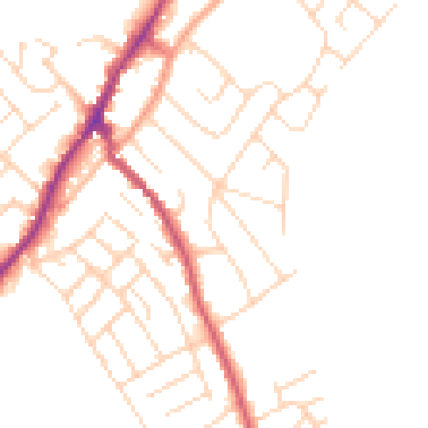 Daytime road noise heatmap for NG20 0QA