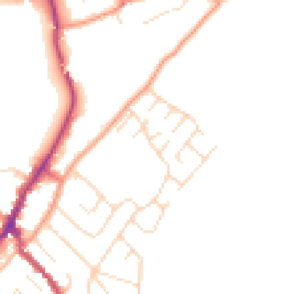 Daytime road noise heatmap for NG20 0QJ