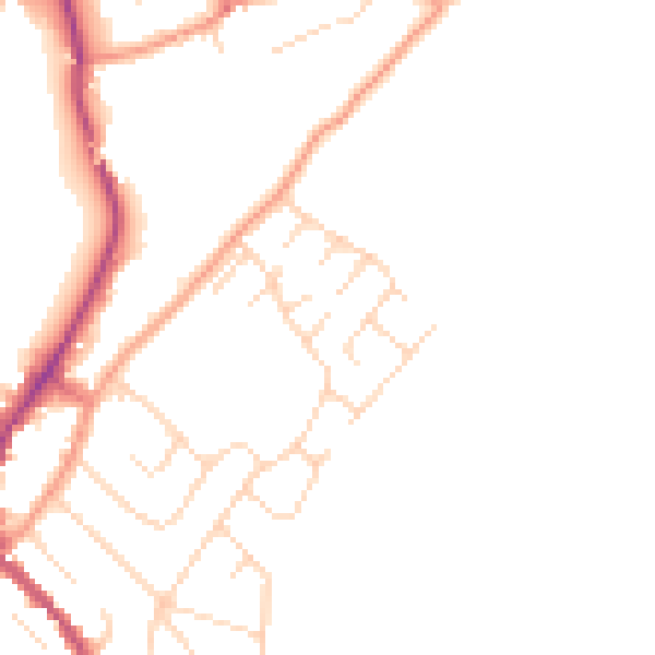 Daytime road noise heatmap for NG20 0QL