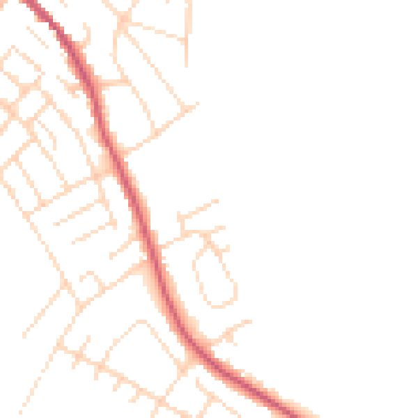 Daytime road noise heatmap for NG20 0QQ