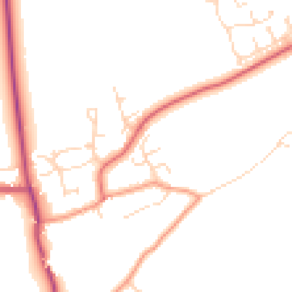 Daytime road noise heatmap for NG20 0RJ